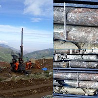 Pucamayo West - Drill site on the principal NW structure, and mineralized core