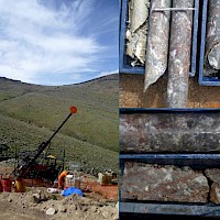 Pucamayo West - Drill core showing multiphase Qz-Sulphides-Oxides events
